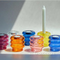 Candeladores de azul de vidrio de color transparente personalizado